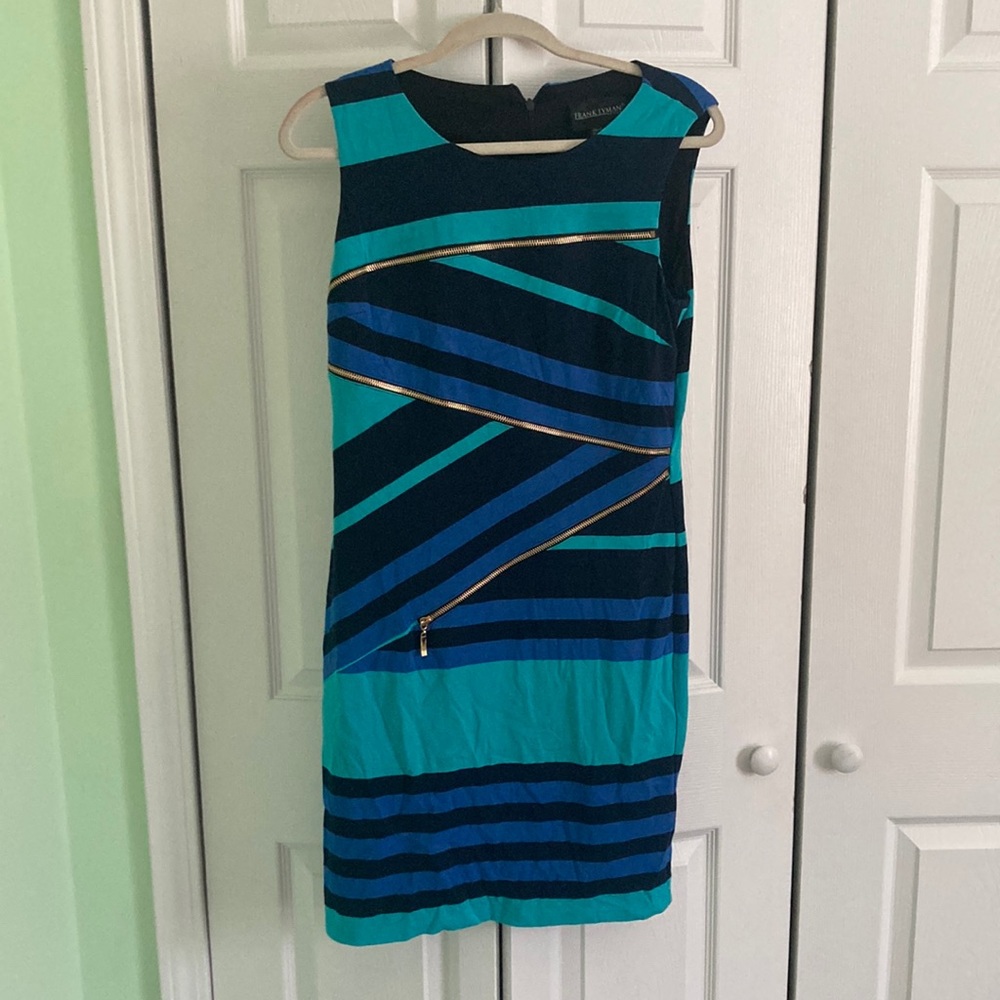 Blue and black striped dress Frank Lyman